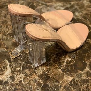 Clear and nude heels